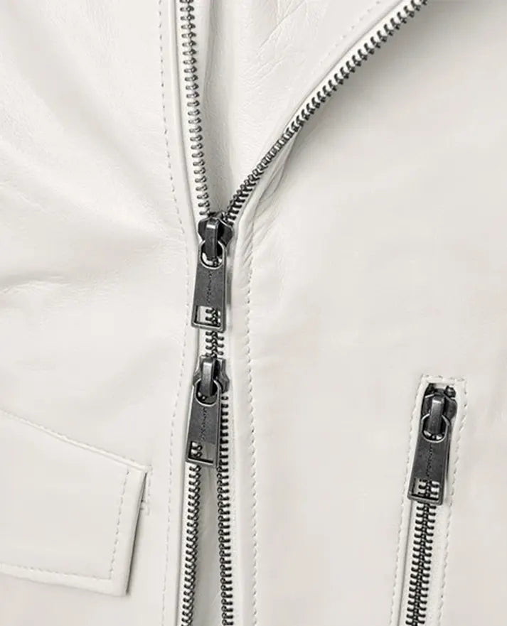 Nick Jonas White Leather Jacket