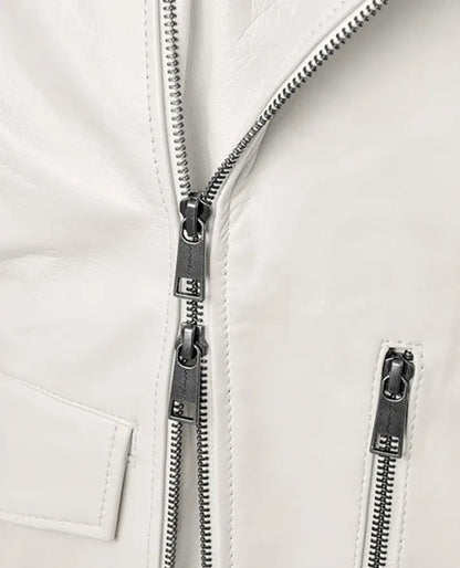 Nick Jonas White Leather Jacket