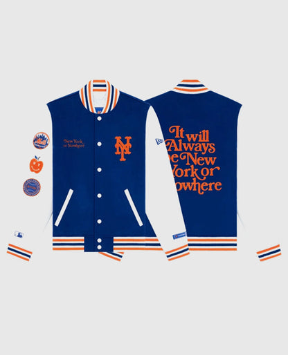 New York or Nowhere Nyon x Mets Motto Varsity Jacket