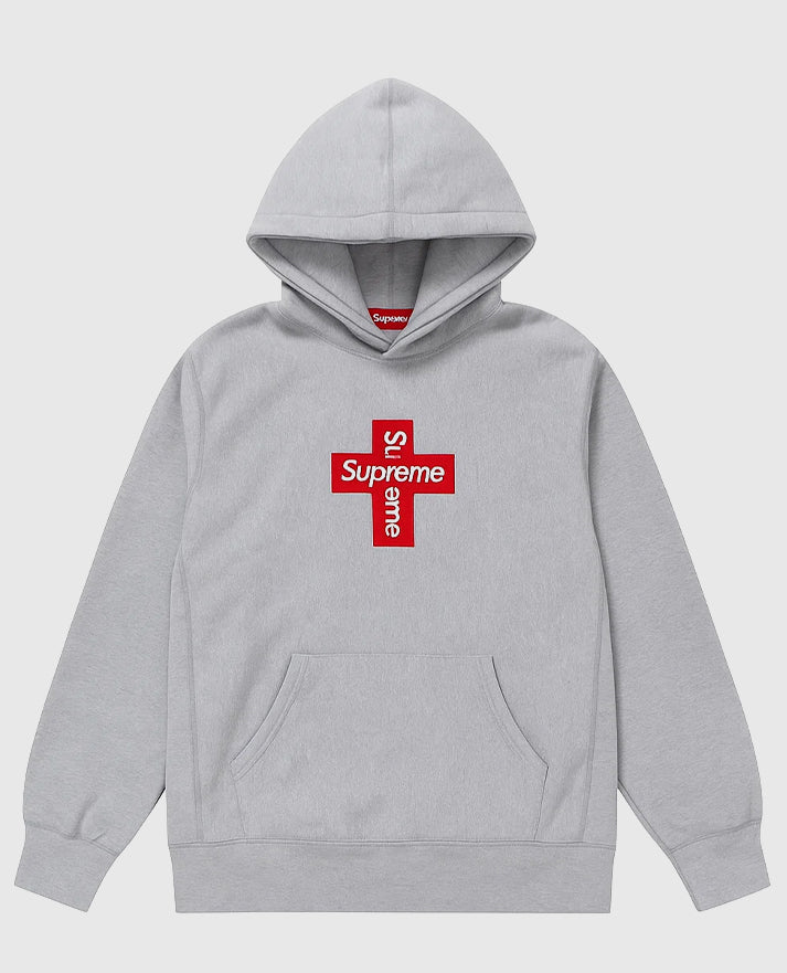 Supreme Cross Box Logo Gray Hoodie