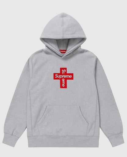 Supreme Cross Box Logo Gray Hoodie