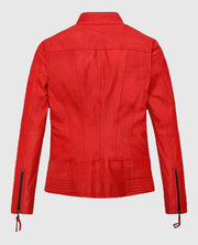 Women's Red Washed and Wax Leather Jacket