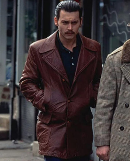 Johnny Depp Donnie Brasco Leather Blazer