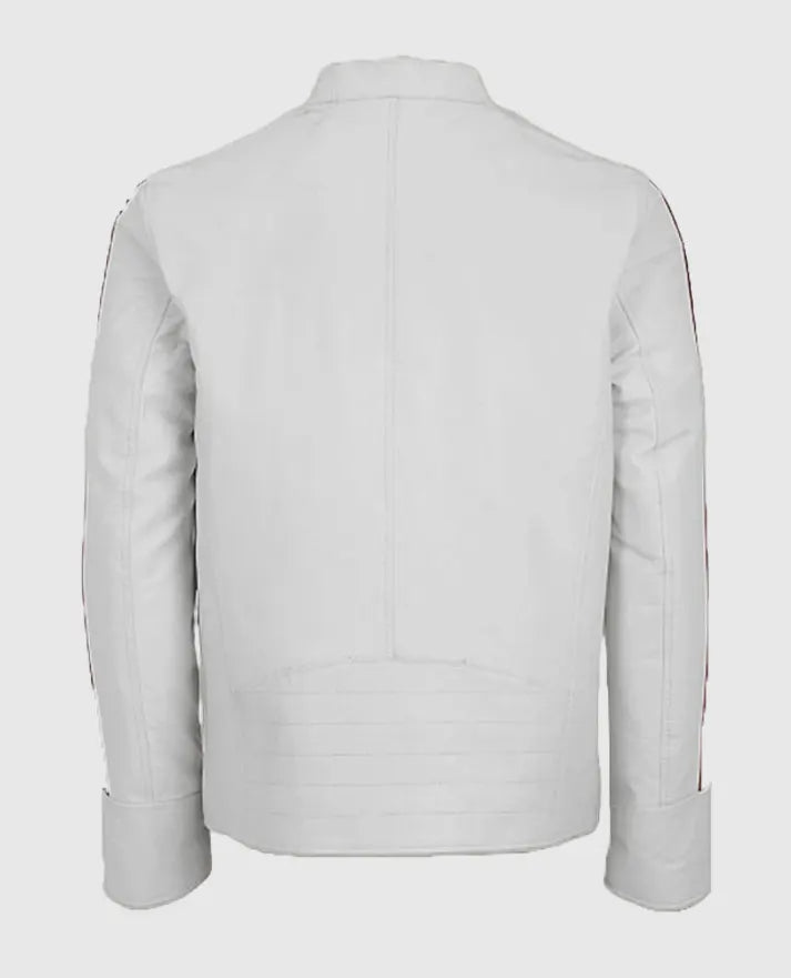 Men’s White Biker Leather Jacket