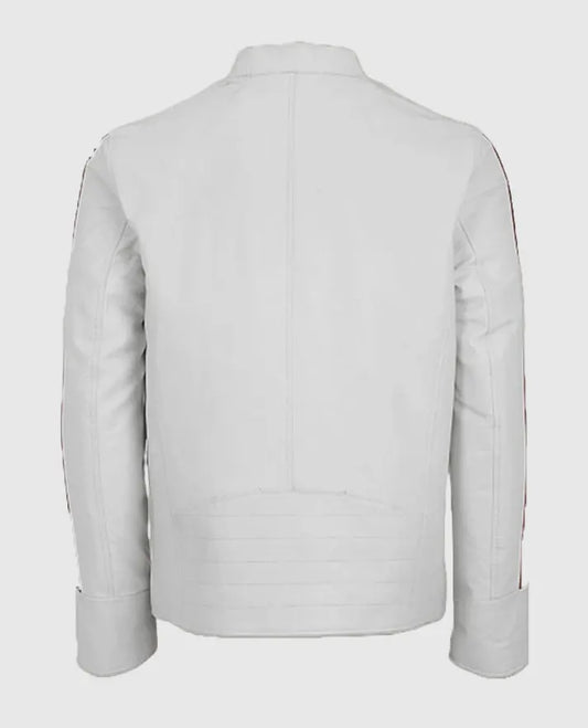 Men’s White Biker Leather Jacket