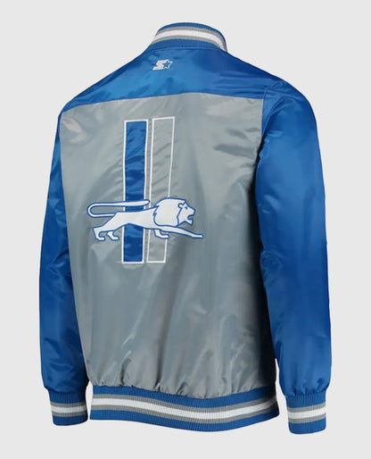 Detroit Lions The Tradition II Grey and Blue Varsity Jacket