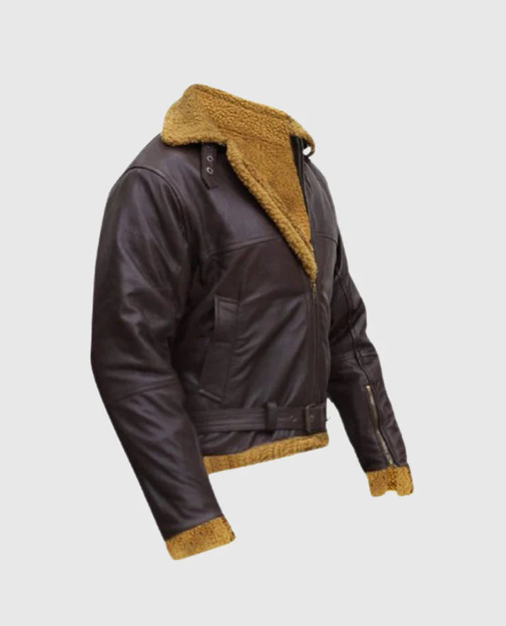 Men's B3 Flying Aviator Pilot Shearling Brown Jacket
