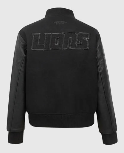 Detroit Lions Triple Black Varsity Jacket