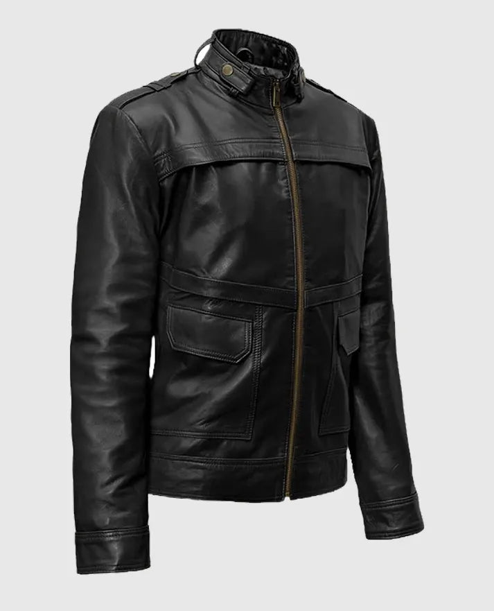 Men's Military Inspired Leather Jacket 