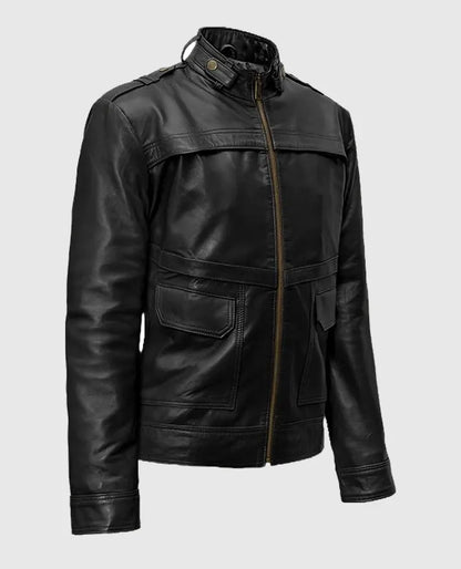 Men's Military Inspired Leather Jacket 