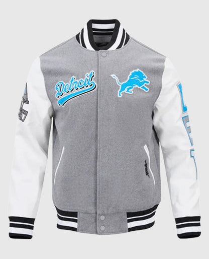 Detroit Lions Script Tail Classic Rib Varsity Jacket