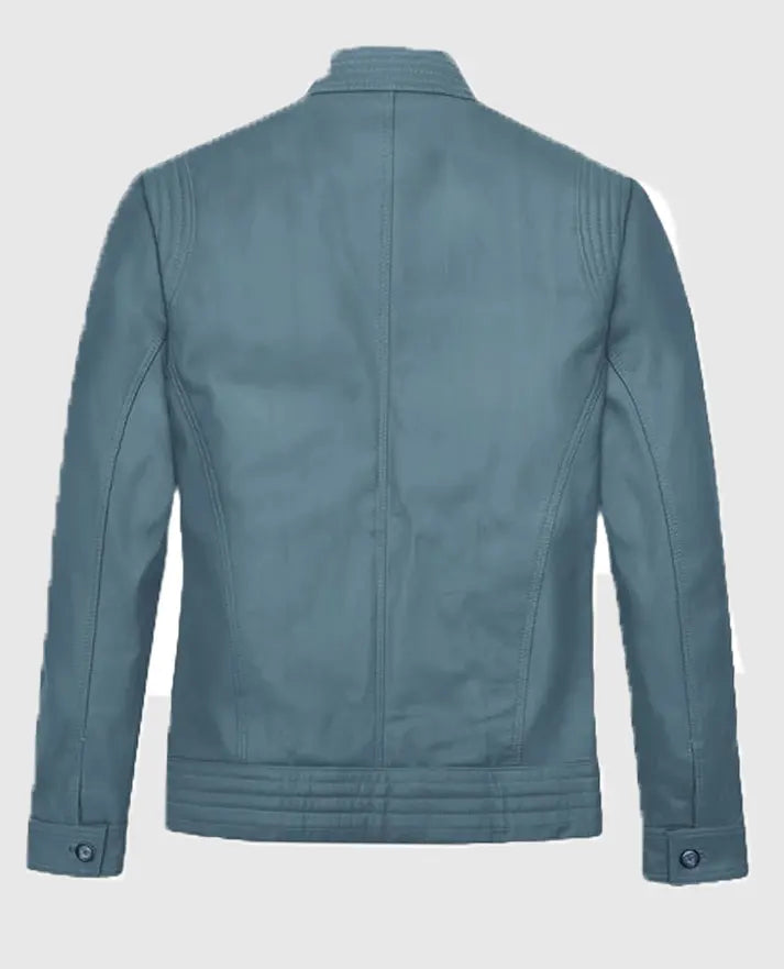 Davin Men’s Blue Leather jacket