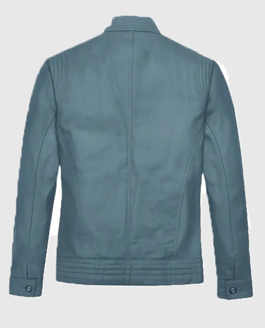 Davin Men’s Blue Leather jacket