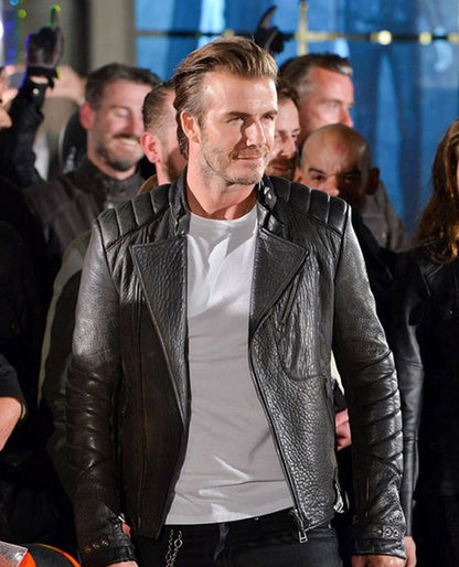 David Beckham Black Leather Jacket
