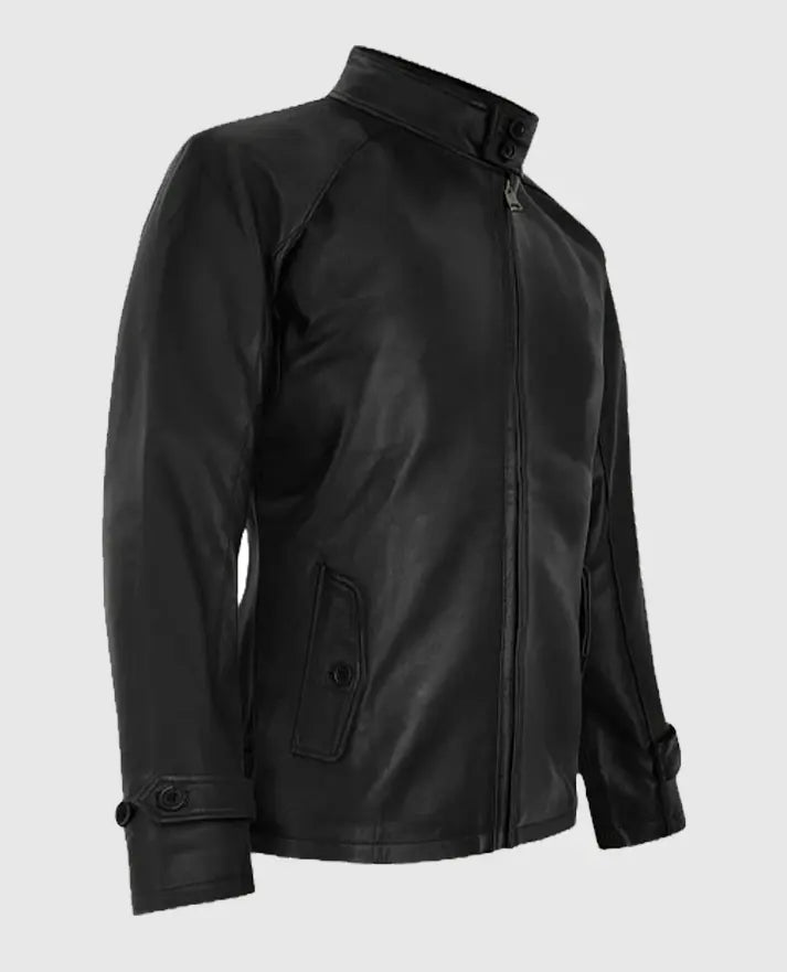 Men's Black Cafe Racer Leather Jacket 