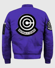 Dragon Ball Z Futuristic Capsule Inc Blue Varsity Jacket