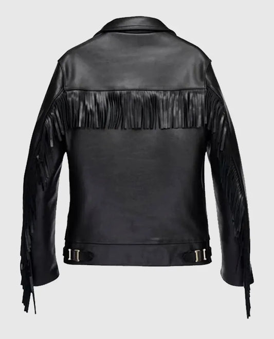 Men's Black Fringe Leather Jacket
