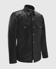 Men’s Black Trucker Leather Jacket