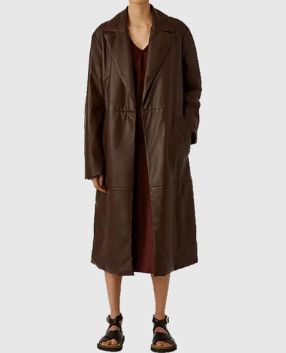 Women's 90s Vintage Leather Long Coat