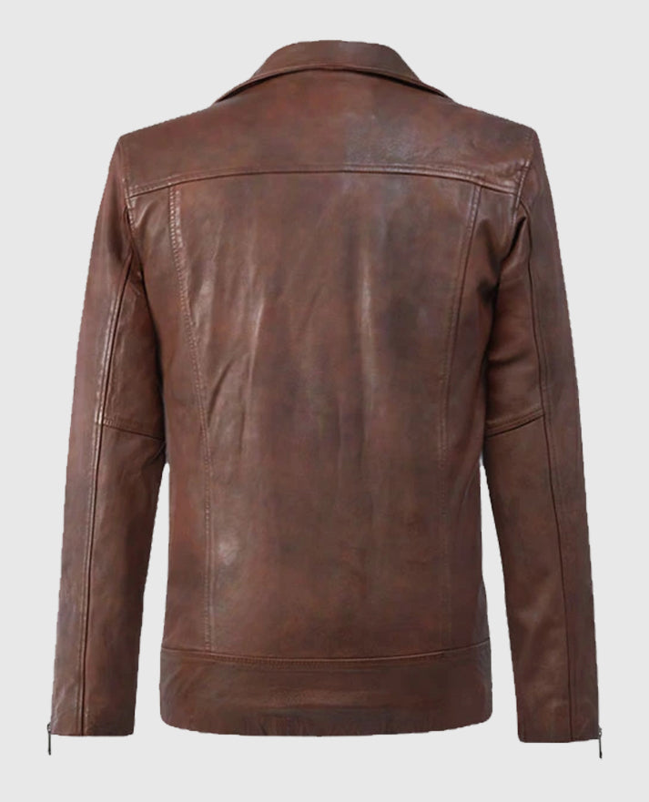 Men's Dauntless Brown Biker Leather Jacket