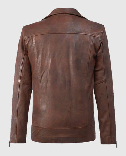 Men's Dauntless Brown Biker Leather Jacket