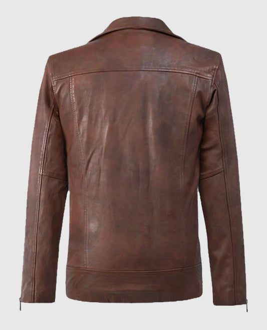 Men's Dauntless Brown Biker Leather Jacket