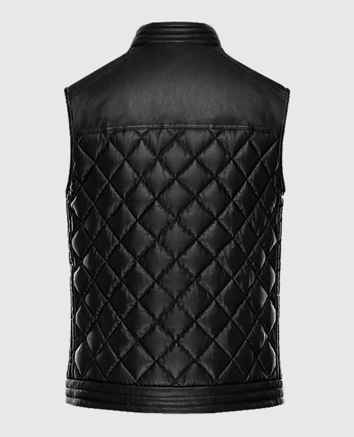 Men’s Leather Vest with Quilted Design