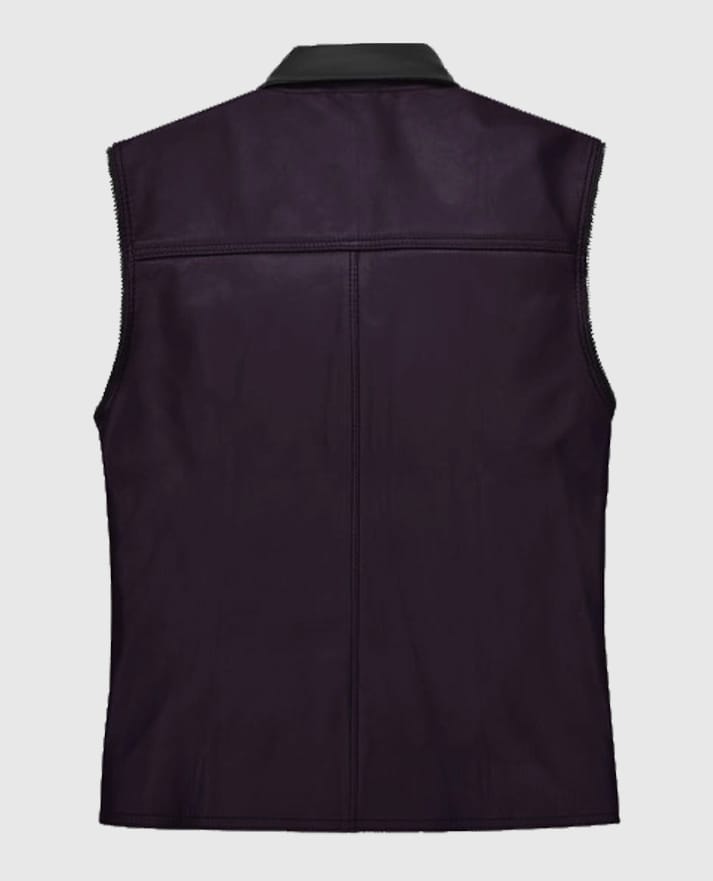 Men’s Two-Tone Purple and Black Biker Leather Vest