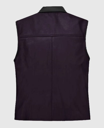 Men’s Two-Tone Purple and Black Biker Leather Vest