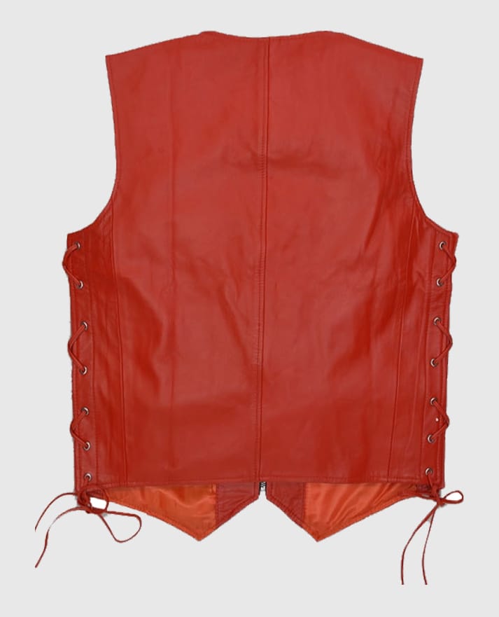 Men’s Classic Red Laced Leather Vest
