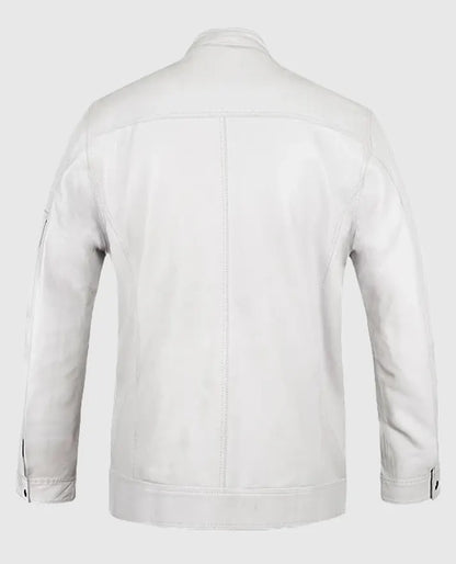 Men’s White Motorcycle leather Jacket