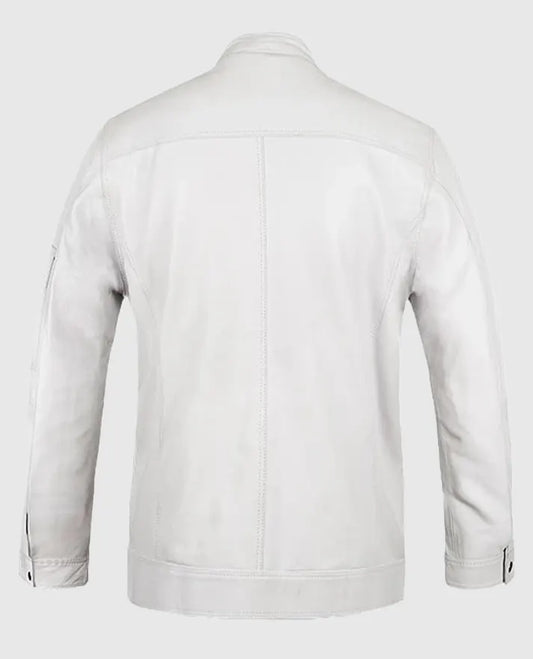 Men’s White Motorcycle leather Jacket
