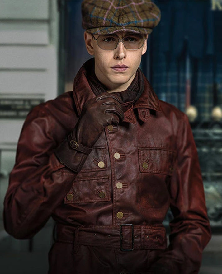 The Kingsman Harris Dickinson Brown Leather Jacket