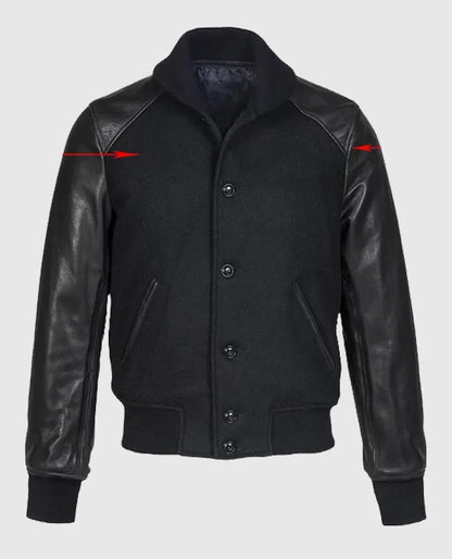 Men’s Black Varsity Leather Jacket