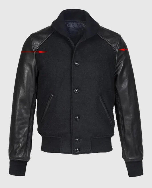 Men’s Black Varsity Leather Jacket