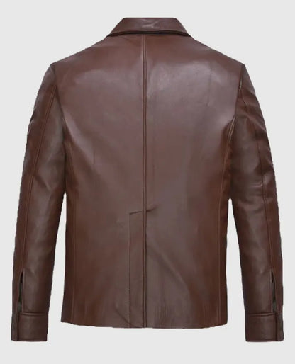 Men’s Shirt Style Brown Leather Jacket