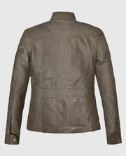 Gray Washed & Wax Scarlett Johansson Leather Jacket