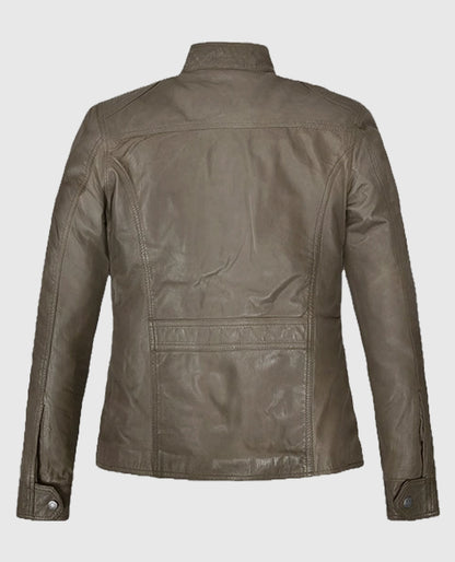 Croma Gray Washed & Wax Scarlett Johansson Leather Jacket