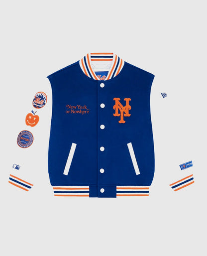 New York or Nowhere Nyon x Mets Motto Varsity Jacket