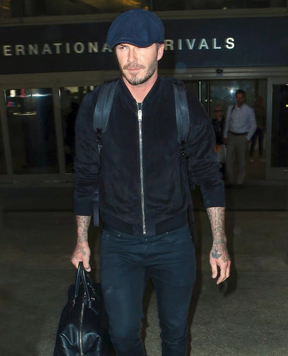 David Beckham Black Suede Leather Jacket