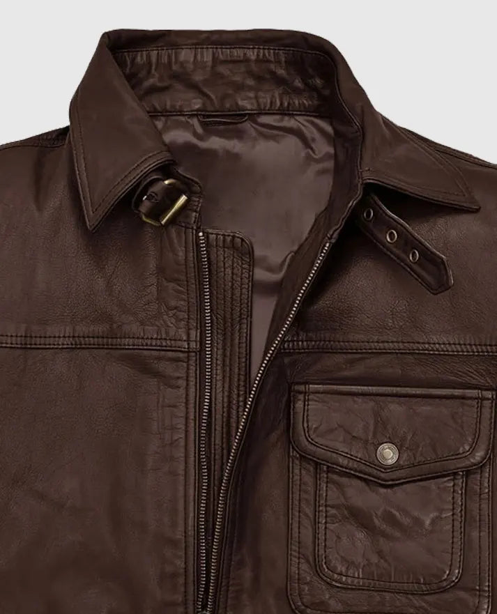 Men's Retro Style Brown Leather Jacket
