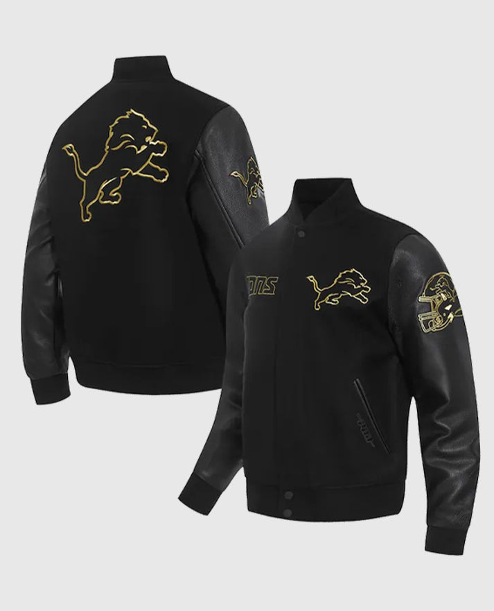 Detroit Lions Black & Gold Varsity Jacket