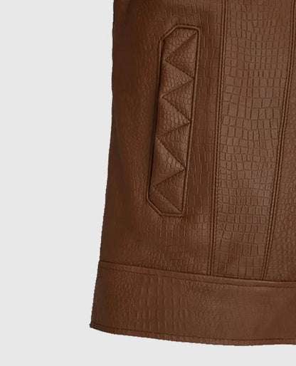Men’s Brown Leather Trucker Jacket