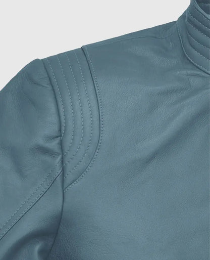 Davin Men’s Blue Leather jacket