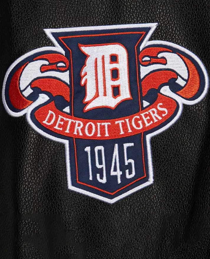 Detroit Tigers Black Out Vintage Logo Varsity Jacket