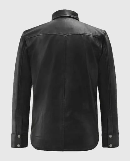Men’s Black Trucker Leather Jacket