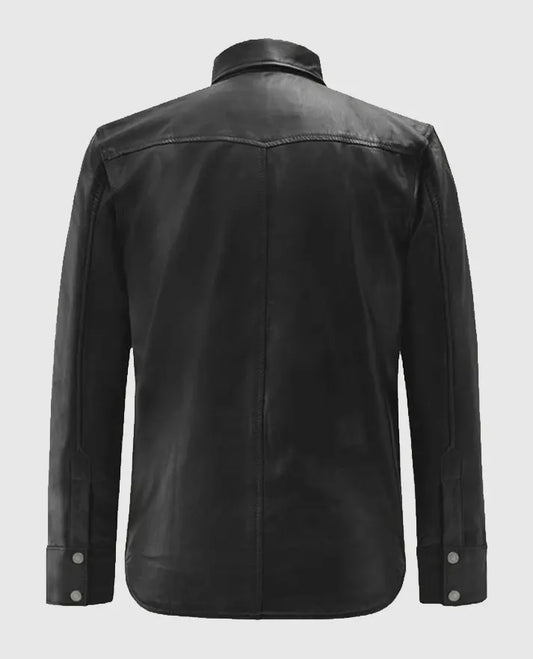 Men’s Black Trucker Leather Jacket