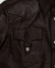 Men's Dark Brown Trucker Leather Jacket