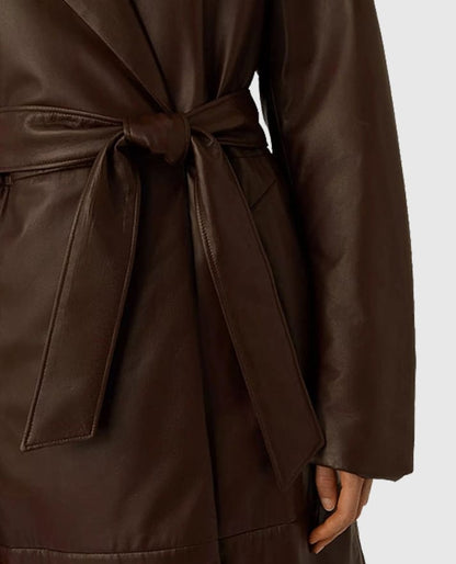 Women's 90s Vintage Leather Long Coat