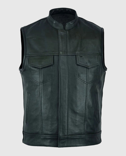 Sons Of Anarchy Inspired Black Leather Vest